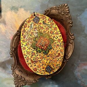 Vintage painted mother-of-pearl signed Persian pendant